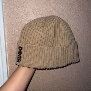 Hugo Boss Tan Short Fold Over Beanie